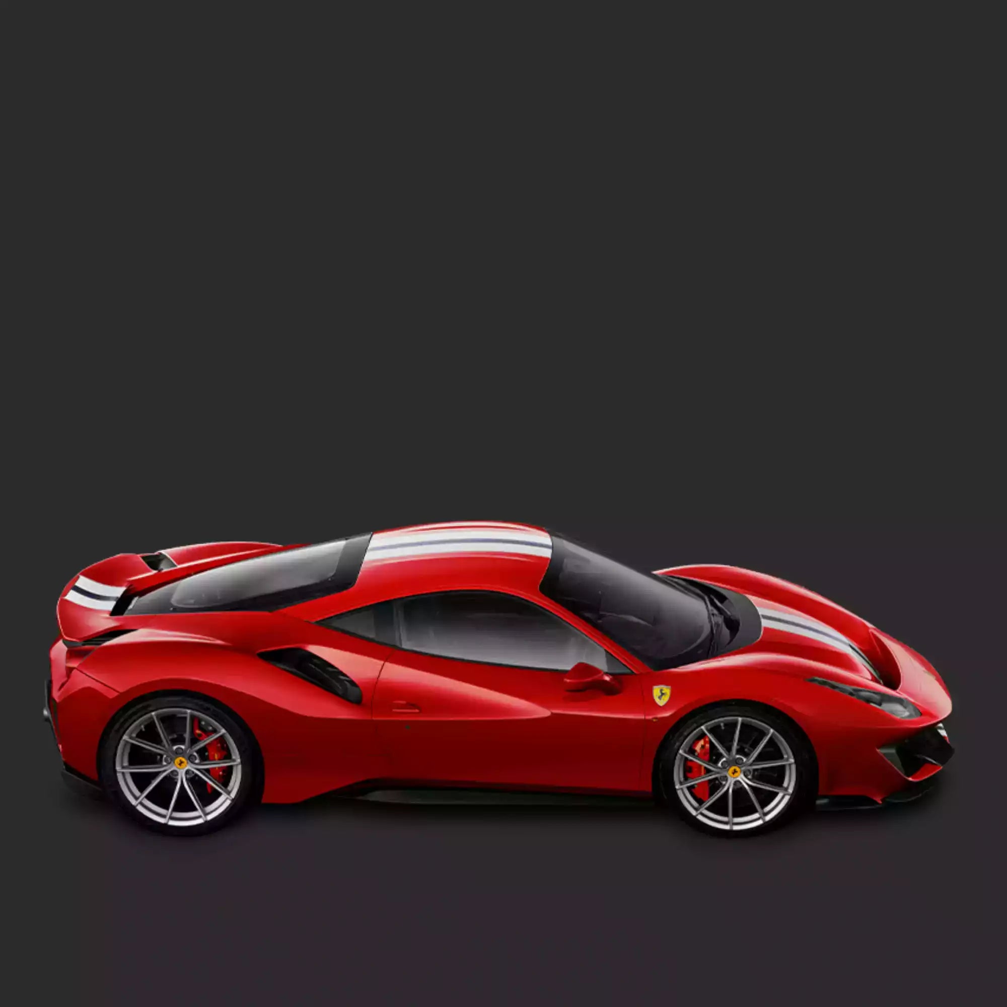 Red sports car on a dark background