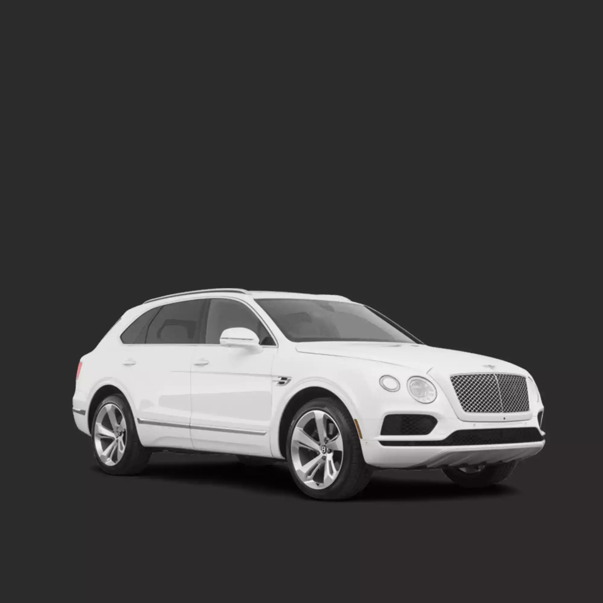 White Bentley SUV on a black background