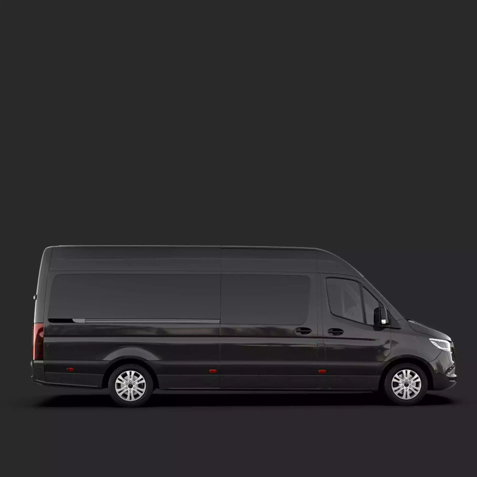 Black van on a dark gray background