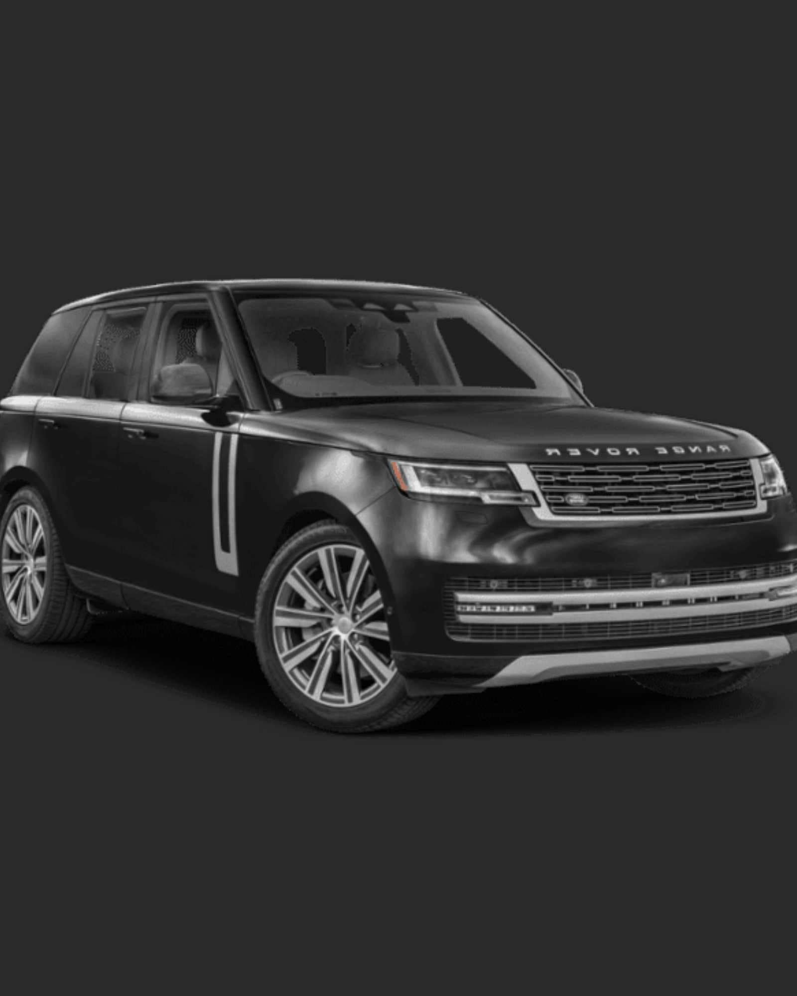 Black Range Rover SUV on a gray background