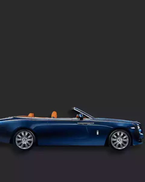 Blue convertible luxury car on a dark background