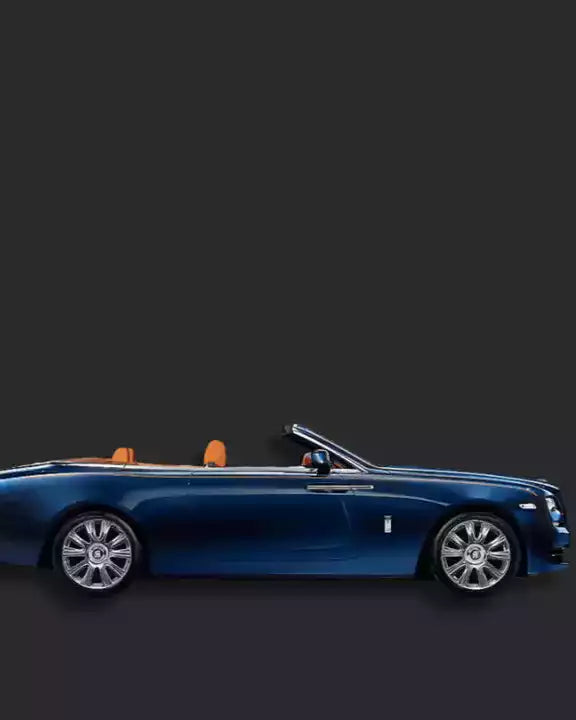 Blue convertible car on a black background