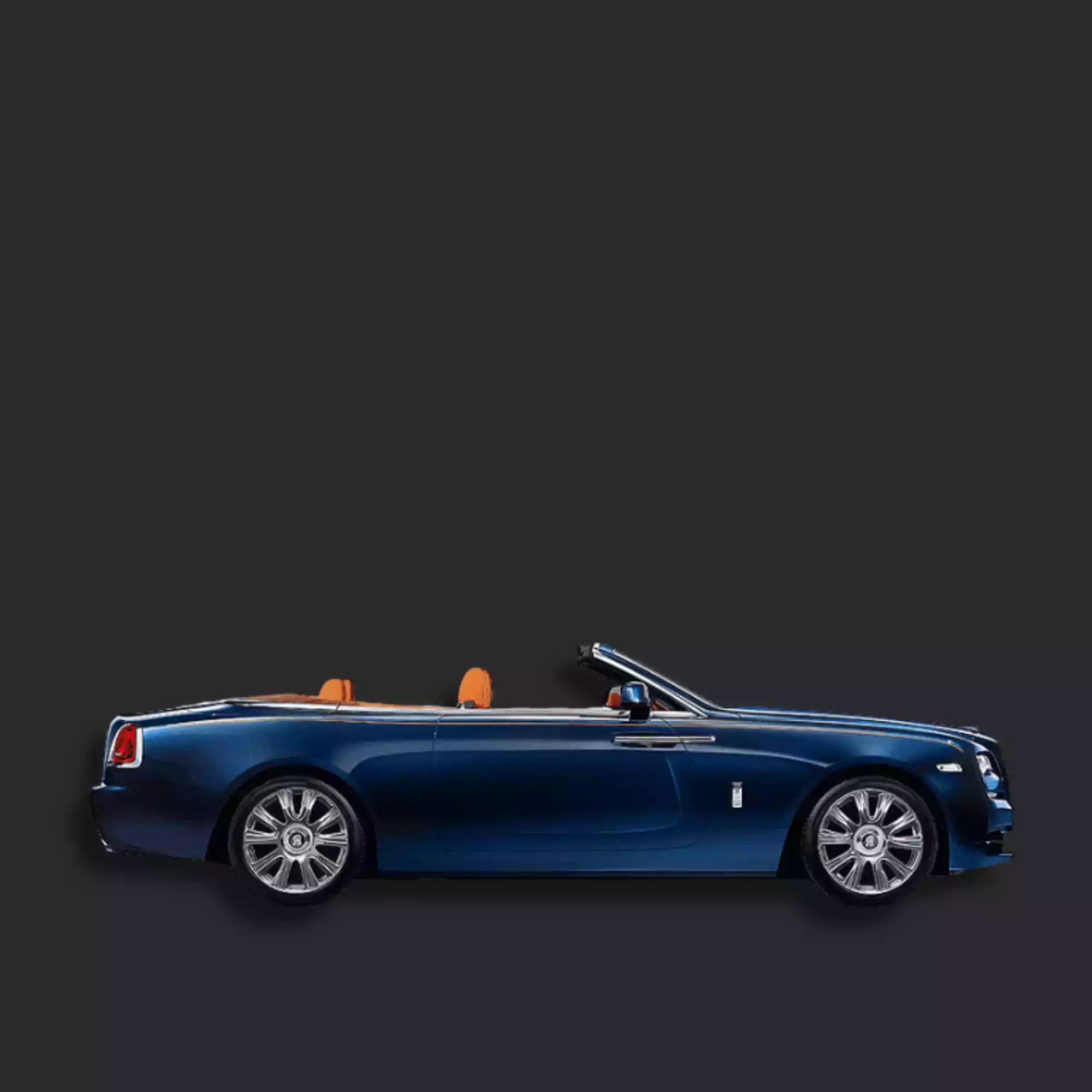 Blue convertible car on a dark background