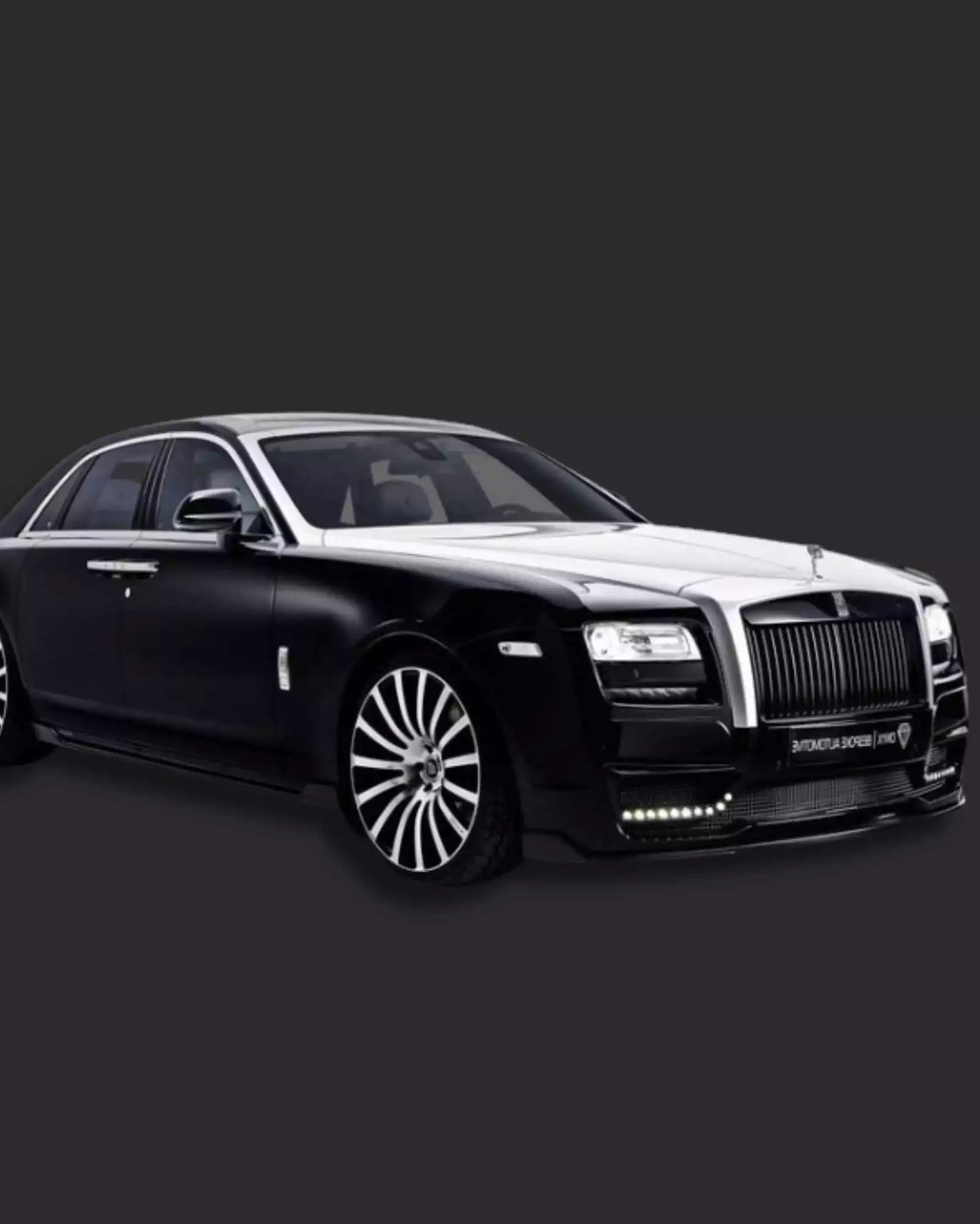 Luxury black car on a dark background