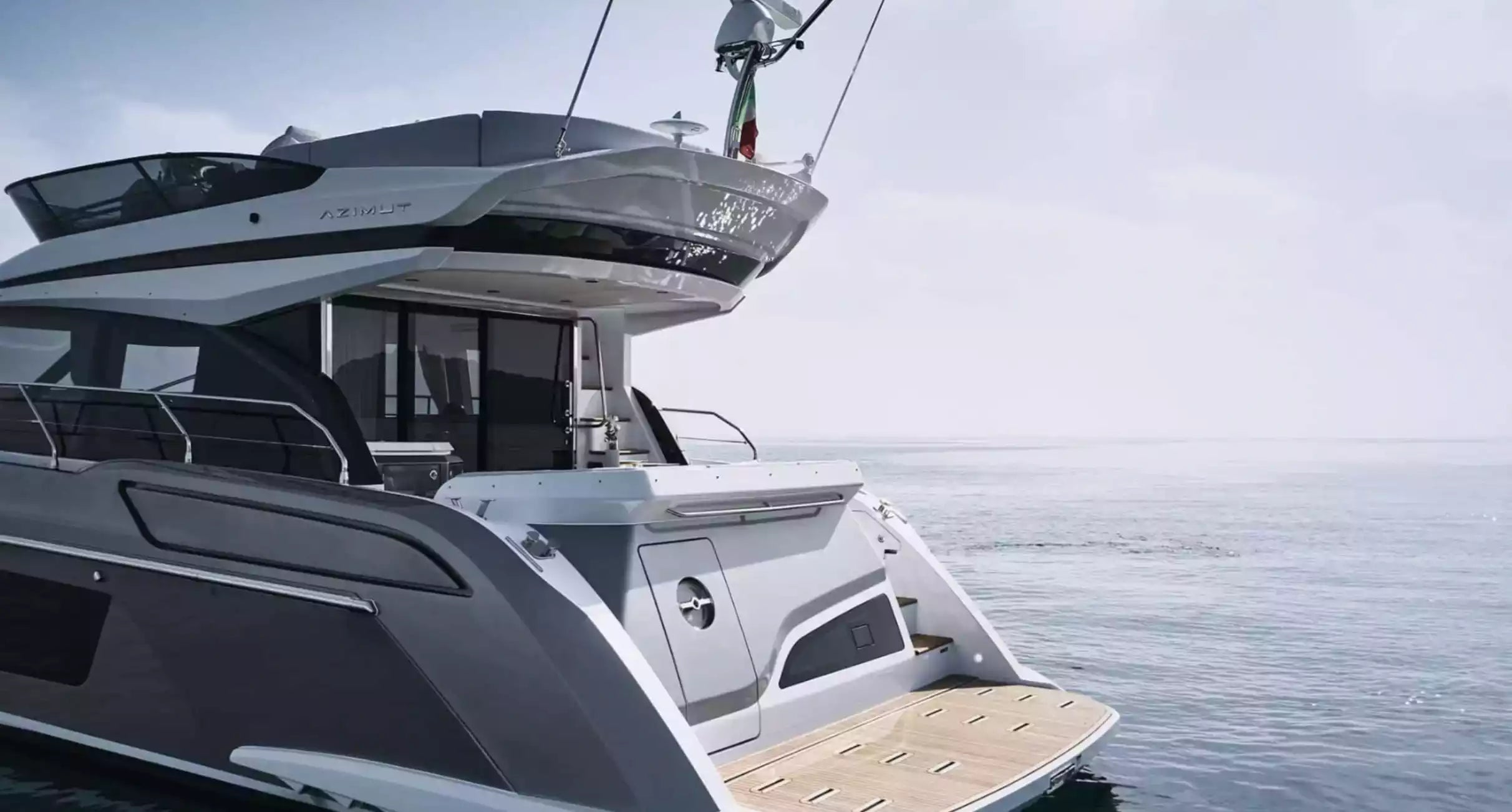 Yacht on the water with a clear sky