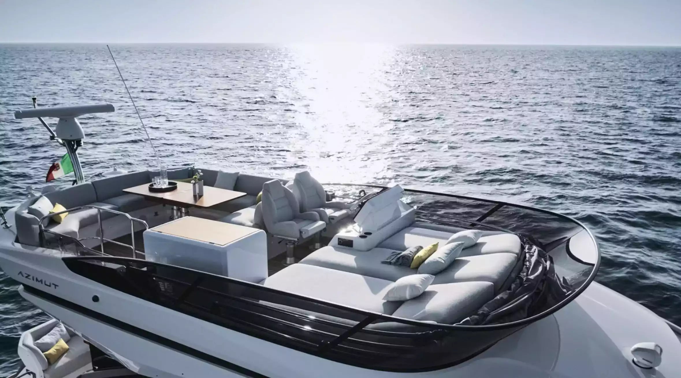 Luxury yacht on the water with a clear sky