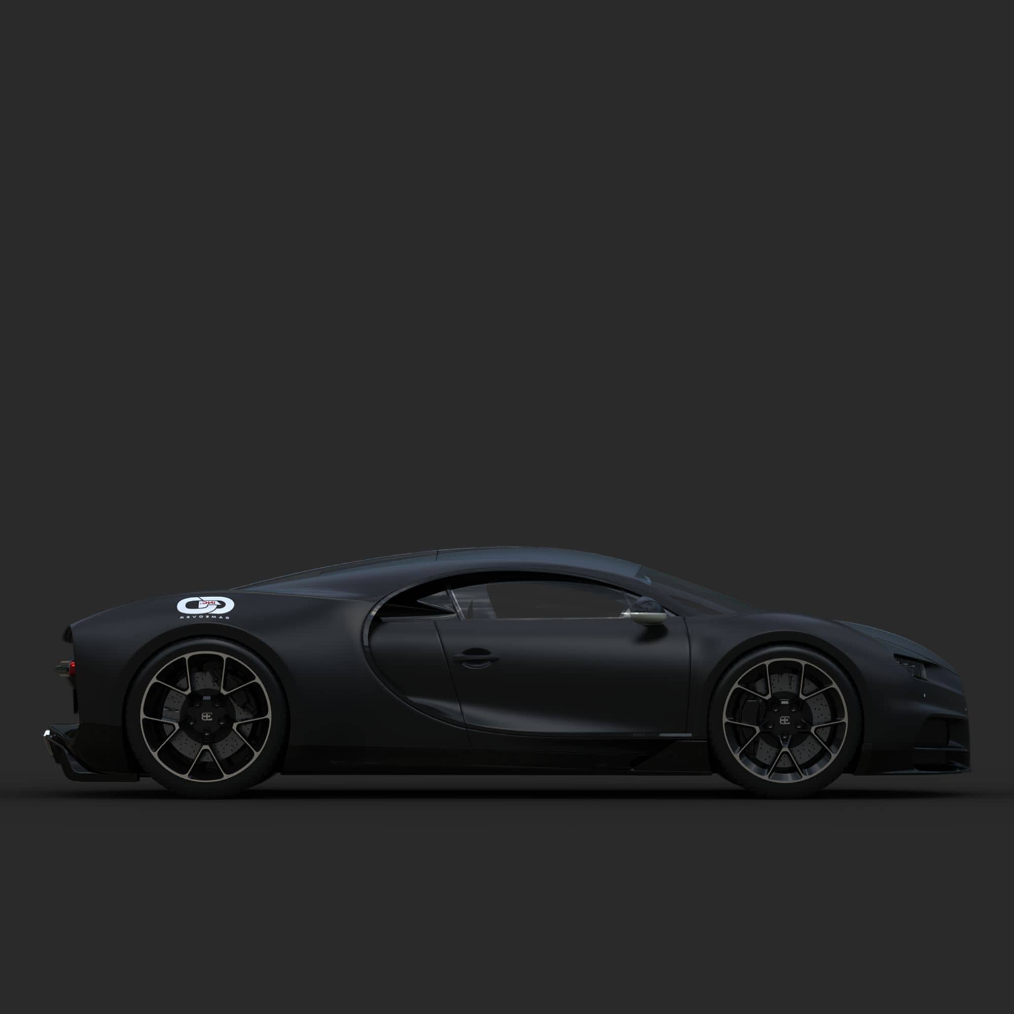 Black sports car on a dark gray background