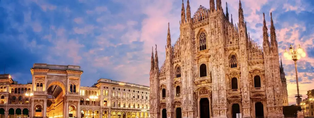 Duomo di Milano with sunset sky in Milan, Italy