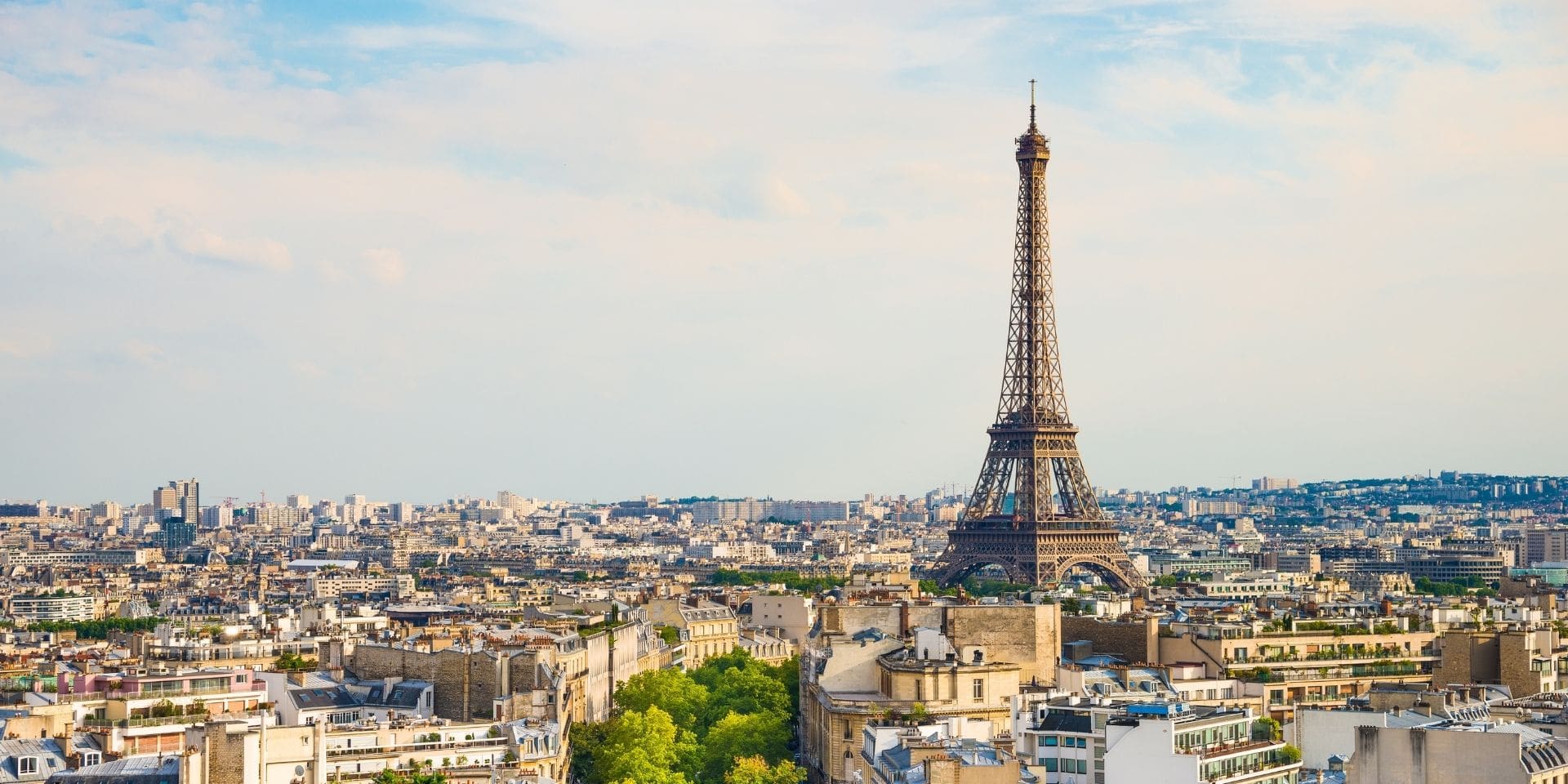 Panoramic view of Paris with the Eiffel Tower in the center