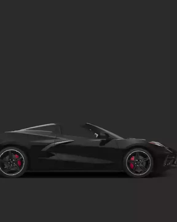 Black sports car on a transparent background