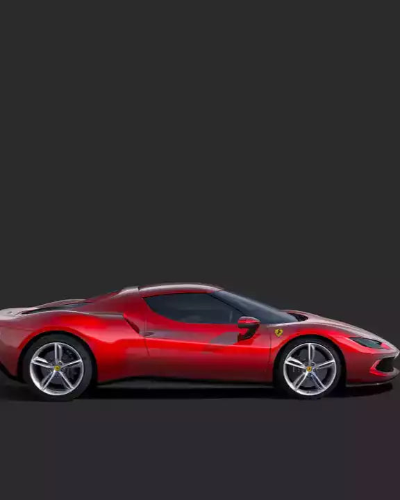 Red sports car on a black background