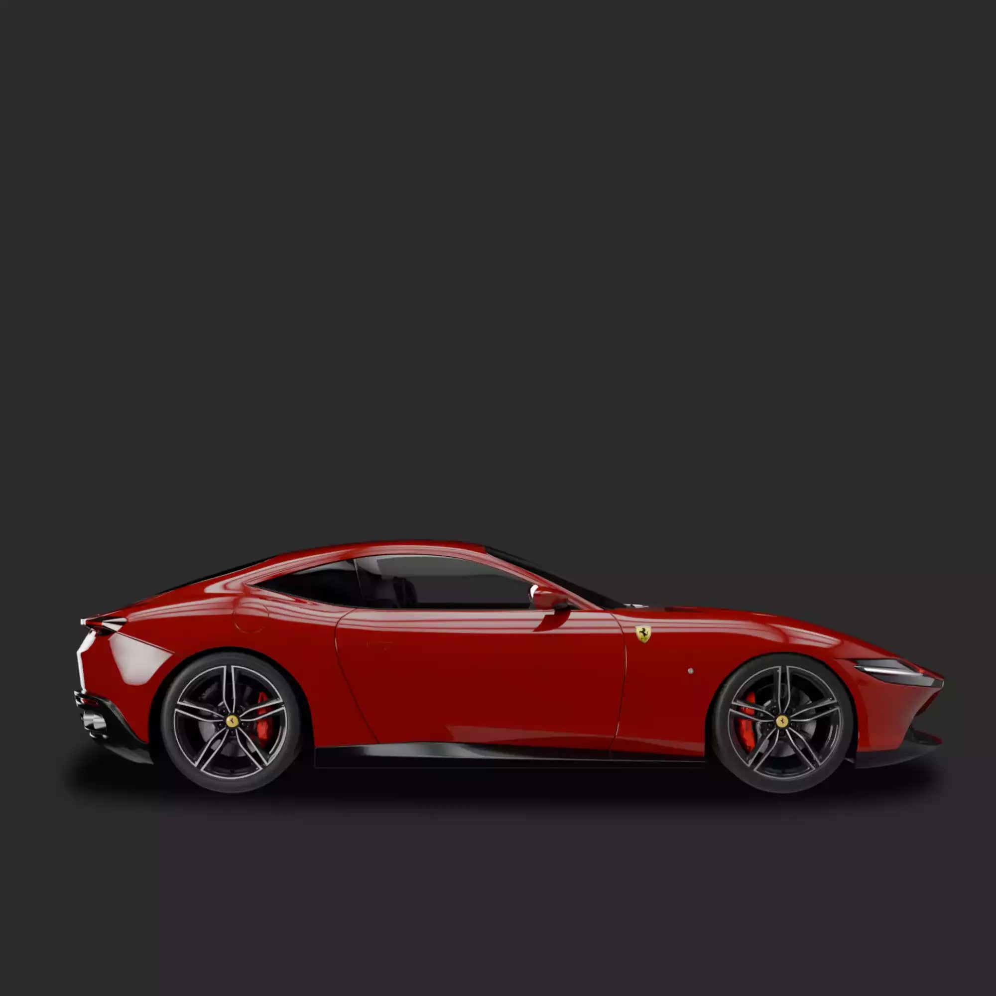 Red sports car on a dark background