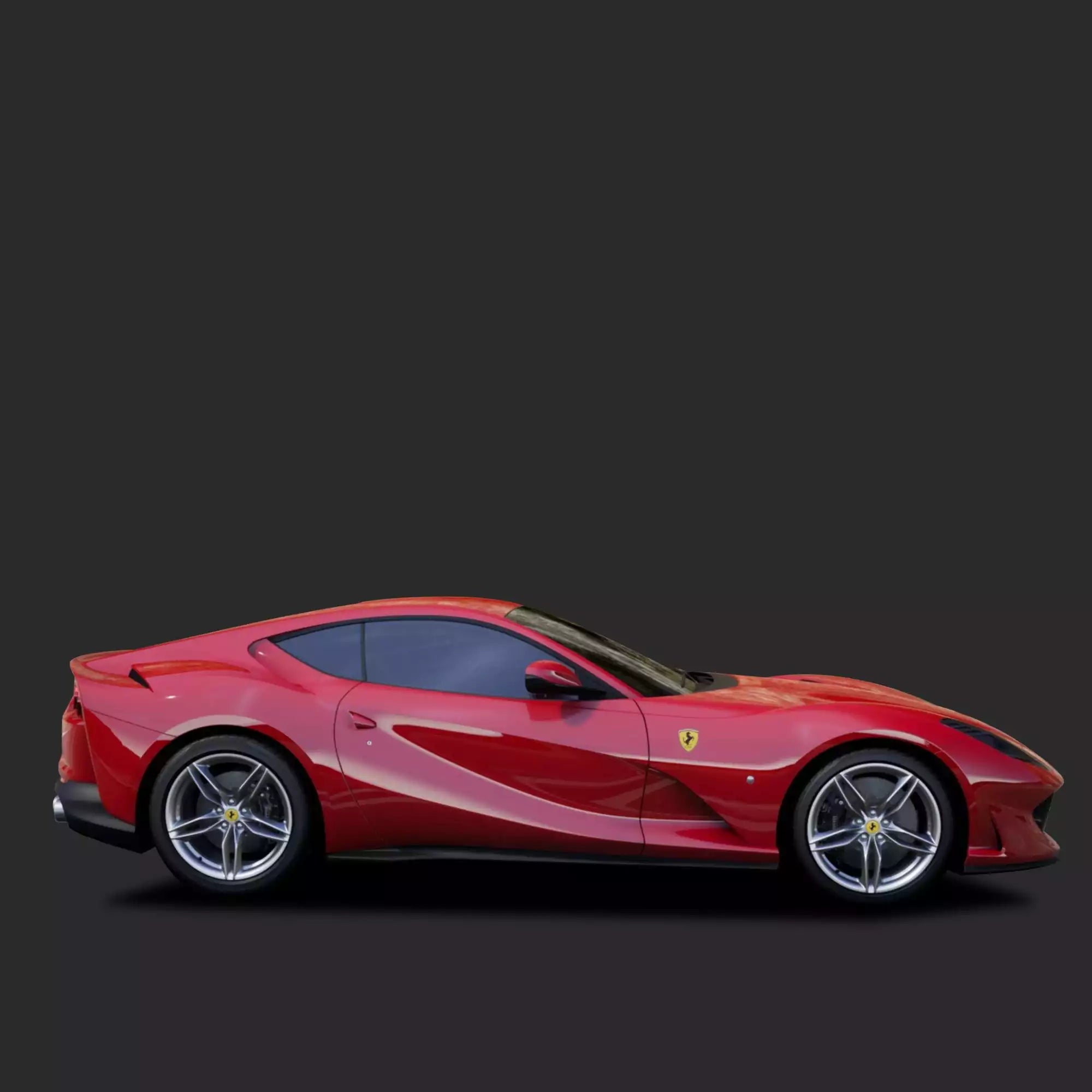 Red Ferrari sports car on a dark background