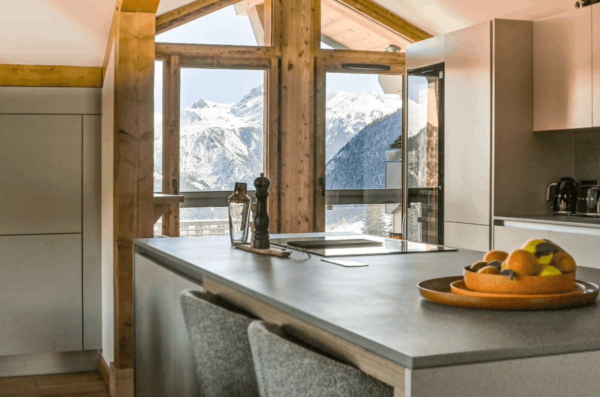 Fully equipped luxury kitchen at Penthouse Belladone in Courchevel Moriond