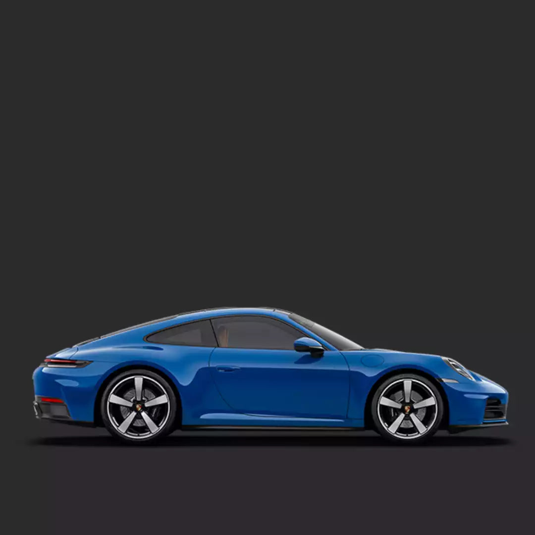 Blue sports car on a dark gray background