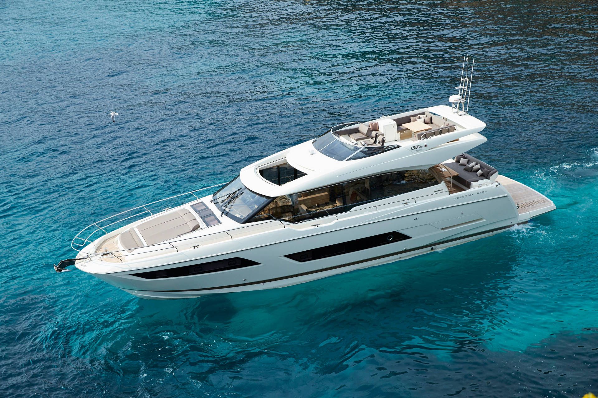 Luxury yacht on a clear blue ocean