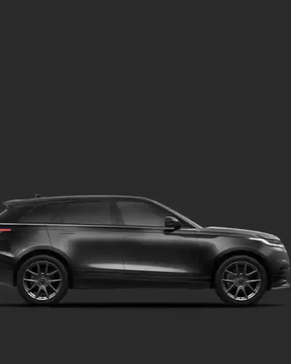 Side view of a black SUV on a transparent background