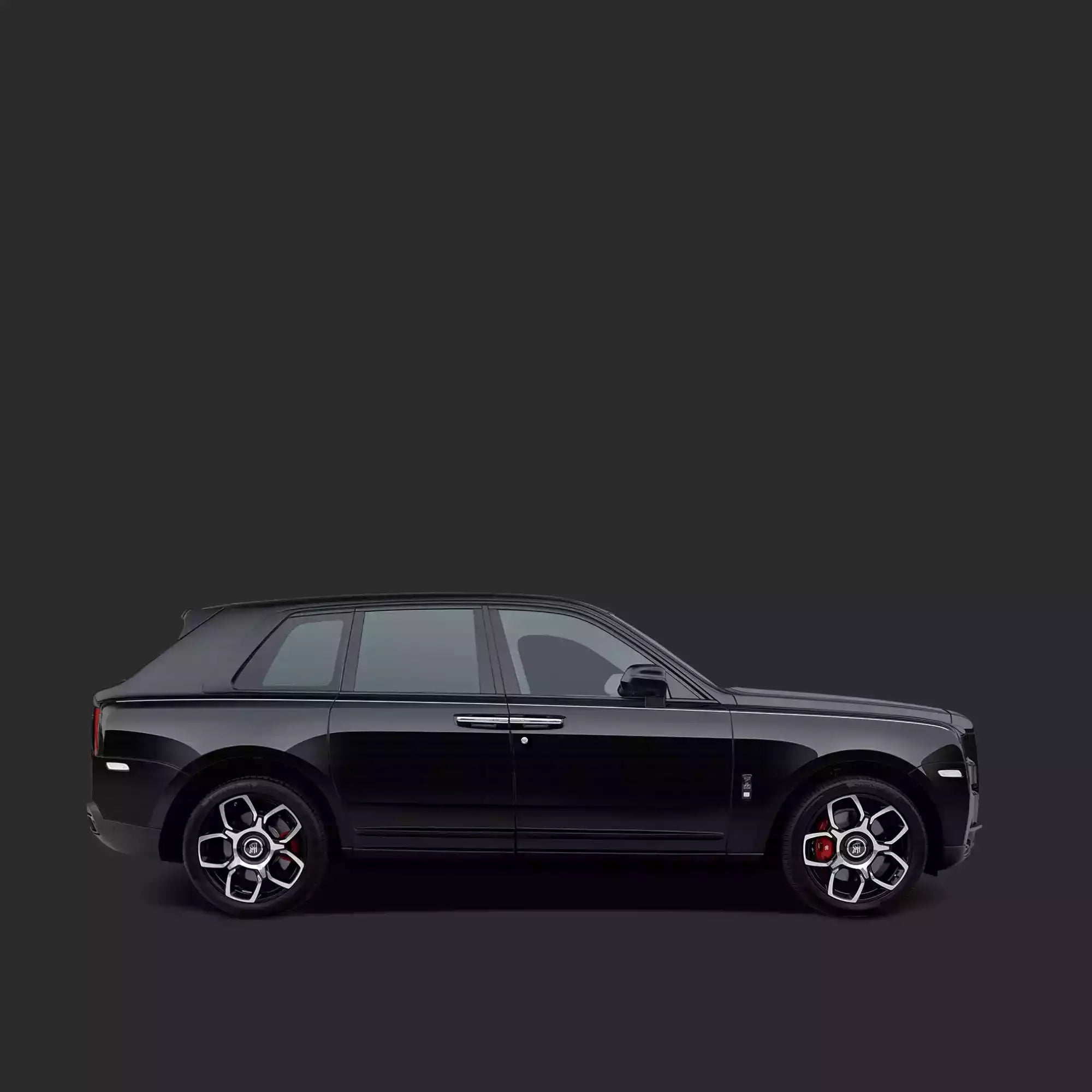 Black luxury car on a dark background